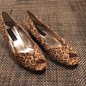 Steven by Steve Madden Cheetah Peep Toe Wedges